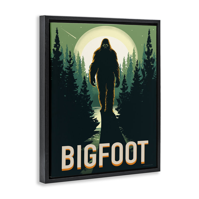Cadre flottant Cryptid In The Woods, design par Omar Escalante, H 31 po x l 25 po, Cadre flottant noir de jais