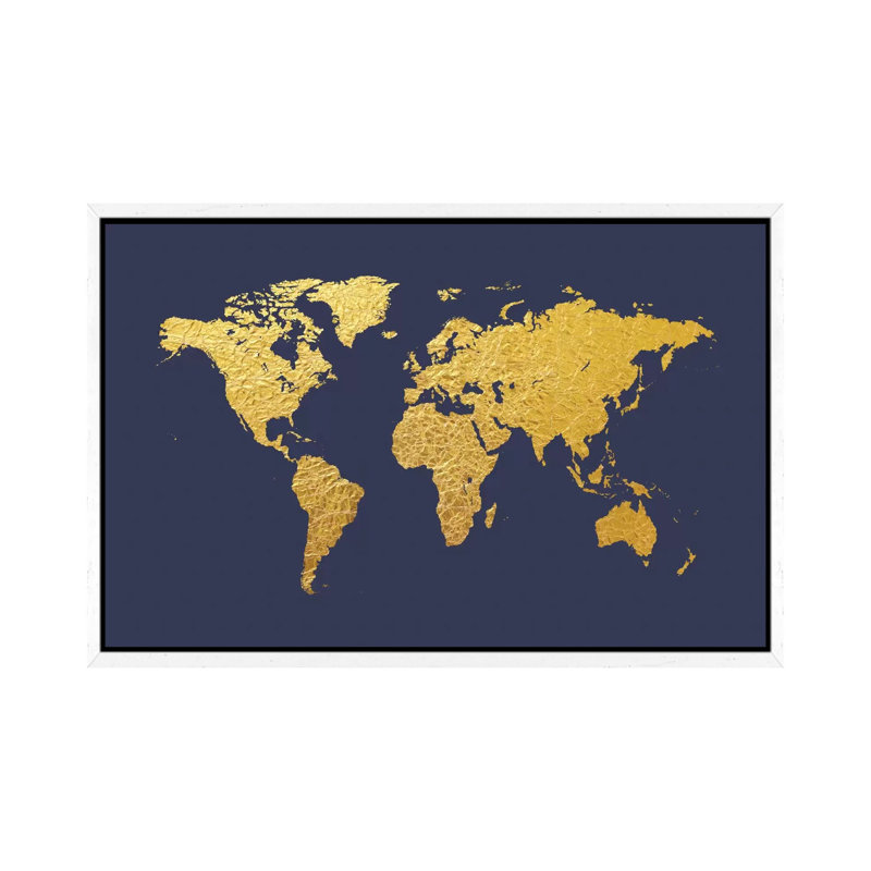 Gold Foil On Denim by Michael Tompsett - Print on Canvas, 152.5 cm H x 101.5 cm W, White Floater Framed
