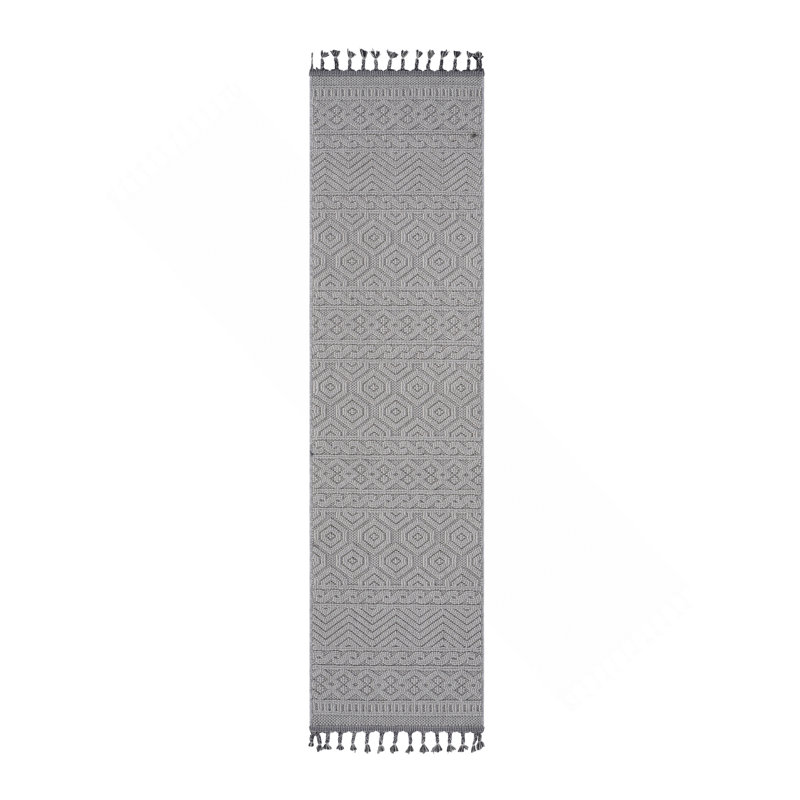 Tapis d'intérieur / extérieur blanc / géométrique Collection, Tapis de couloir 2 pi 2 po x 8 pi