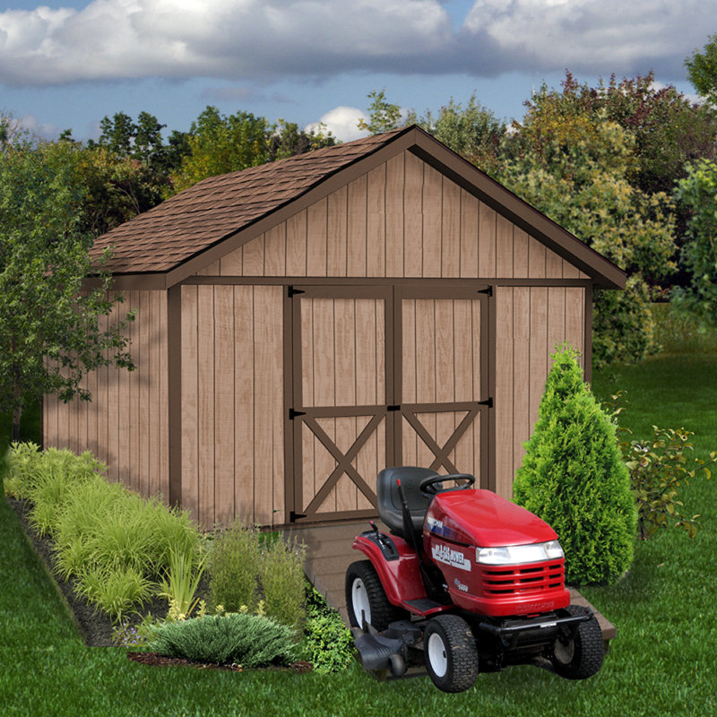 Brandon 12' x 16' Gray Wood Storage Shed Kit with Windows