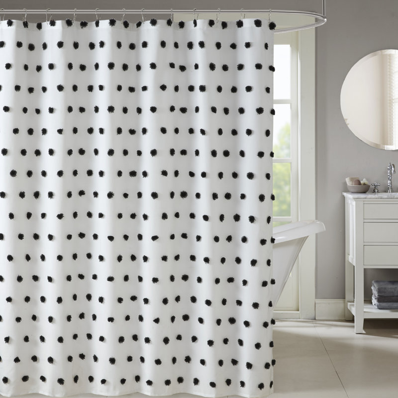 Sophie White and Black Polka Dot Shower Curtain