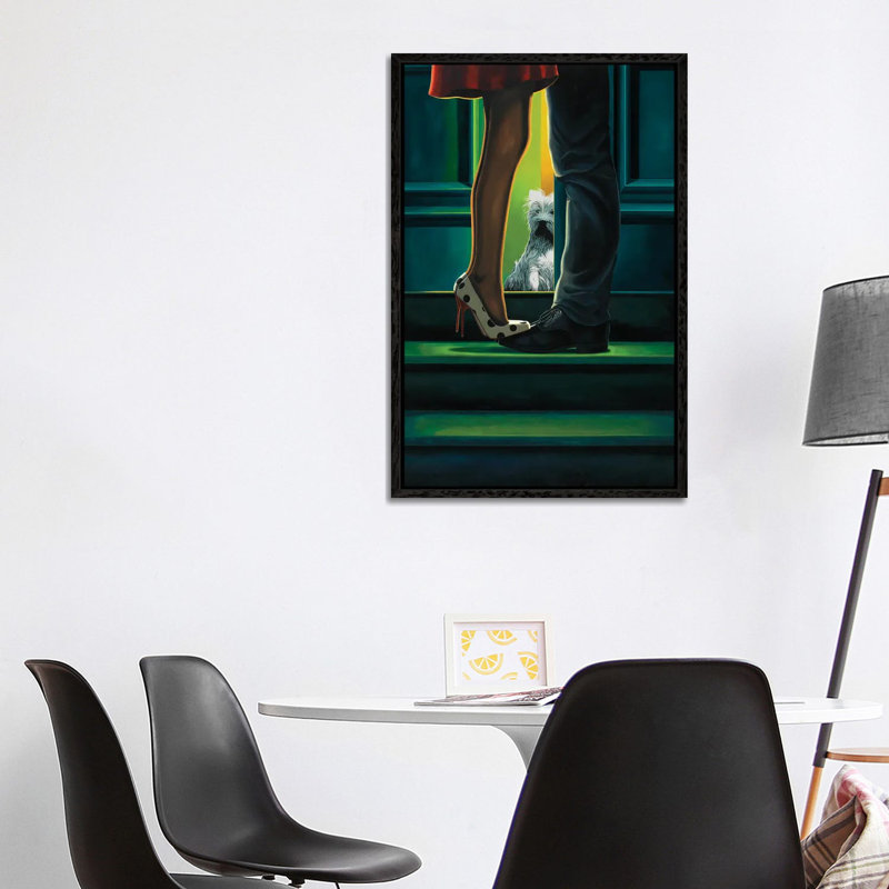 Learning To Share by Ross Jones - Painting on Canvas, 101.6cm H x 66.04cm W x 3.81cm D, Black Framed