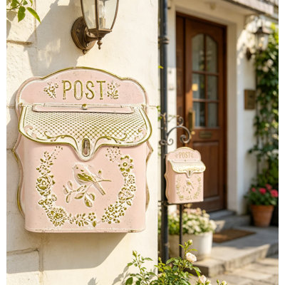 Vintage Wall Mount Mailbox For Outside - Lockable Decorative Metal Mail Drop Box With Easy Installation For Porch, Garden, And Home Exterior
