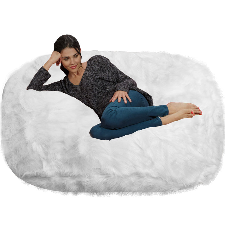 Bean Bag Chair Lounger - Large 6 Ft Faux Fur Classic Shredded Memory Foam Filled Furniture Bean Bag Chair Lounger with Removable and Machine Washable Cover - Bean Bag Sofa Lounger with Soft Micro Fiber Cover  - Six Foot Bean Bag Lounger Multiple Colors