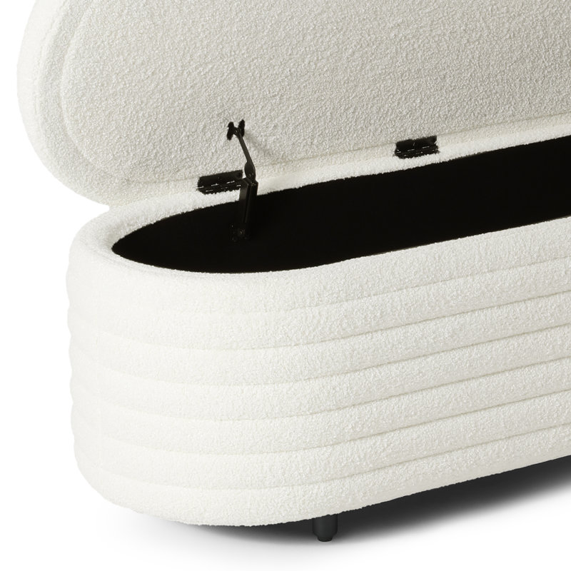 Bayville 42" Wide Sherpa Storage Bench, 18.1" H x 54" W x 19" D, Cream