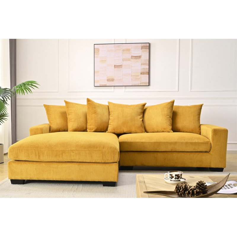 Très grand canapé modulaire faisant face à gauche deux pièces de luxe pour le salon, canapé en L de 102,4 po avec méridienne, revêtu de tissu velours côtelé, gingembre