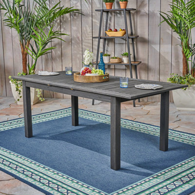 Table de salle à manger d'extérieur extensible en bois d'acacia, gris foncé