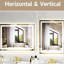 Miroir doré 24 x 32 po avec deux barres à DEL, éclairage arrière à l'avant, trois modes de couleur, contrôle de la luminosité vacillante, brumisation, style de montage horizontal ou vertical, commande d'énergie, rappel intelligent-60019898