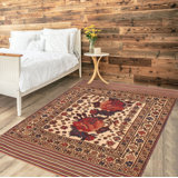 Tapis ivoire noué à la main de conception unique 6 pi 8 po x 8 pi 8 po Jnay