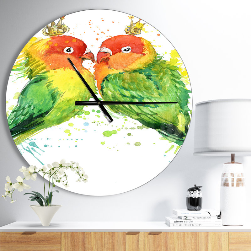 Family Parrots - Horloge murale moderne, Moyen