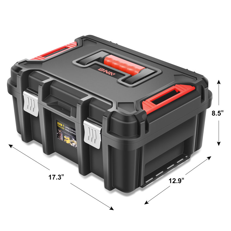 Tool Box Lockable Organizer Storage Toolbox with Removable Tray for Workshop Garage & Household