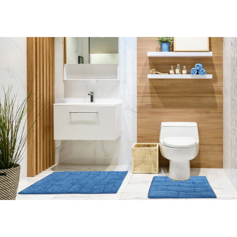 Bombay Cotton Non-Slip Bath Rug Set, Cobalt