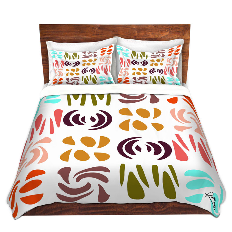 Ensemble de housse de couette en microfibre , 1 housse simple + 1 taie standard, Blanc / Bleu / Rose