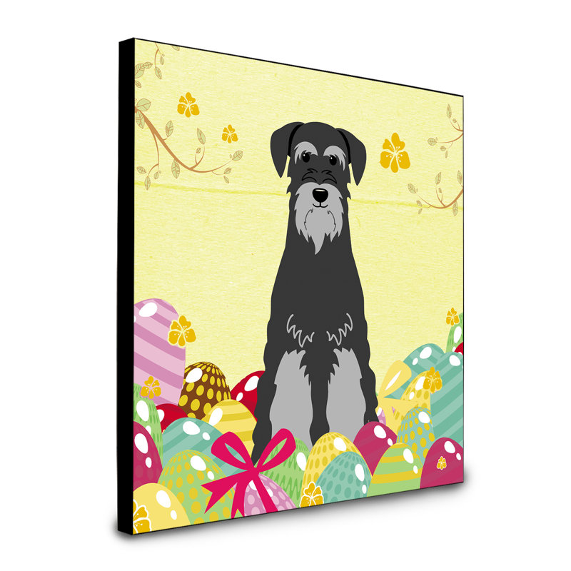 Panneau mural d’art œufs Sentire, Noir / gris Schnauzer