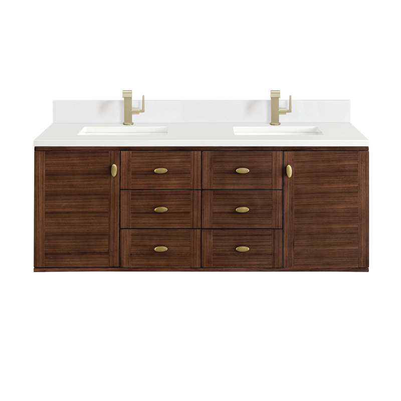 Amberly 60" Double Bathroom Vanity Set, White Zeus, Single-Hole