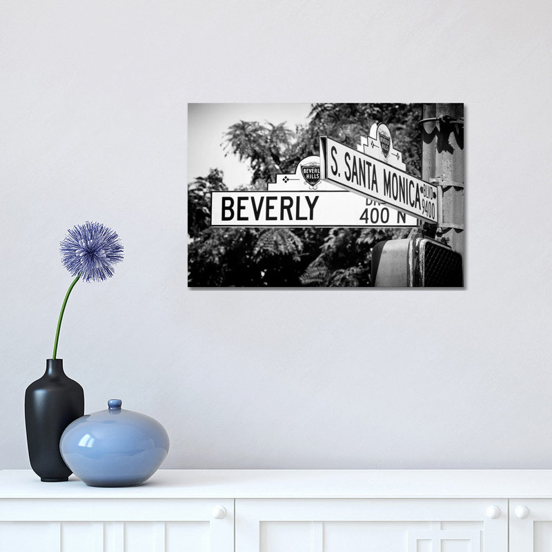 Black California Series - L.A Street Signs 1 Piece Wrapped Canvas Wall Art, 30.48 cm H x 45.72 cm W