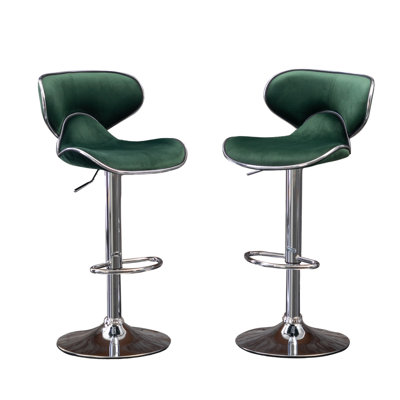 Velours pivotant réglable de 2 - Base en métal chromé à 360 fonctions et repose-pieds à hauteur de 24 po à 32,5 po avec coussins moelleux de l 17,58 po x P 21,6 po de 32,78 po à 41 po de hauteur de 24 po à 32,5 po de luxe