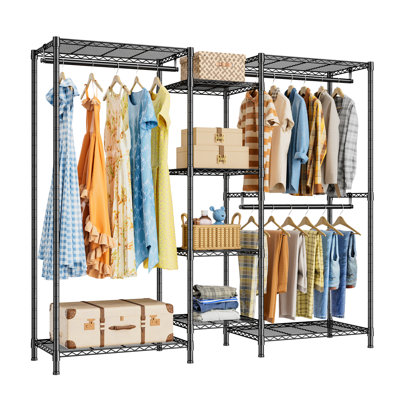 76.8" Garment Rack, Clothes Hanging Rack Loads 800 Lbs, Metal Clothes Rack, Portable Closet Racks