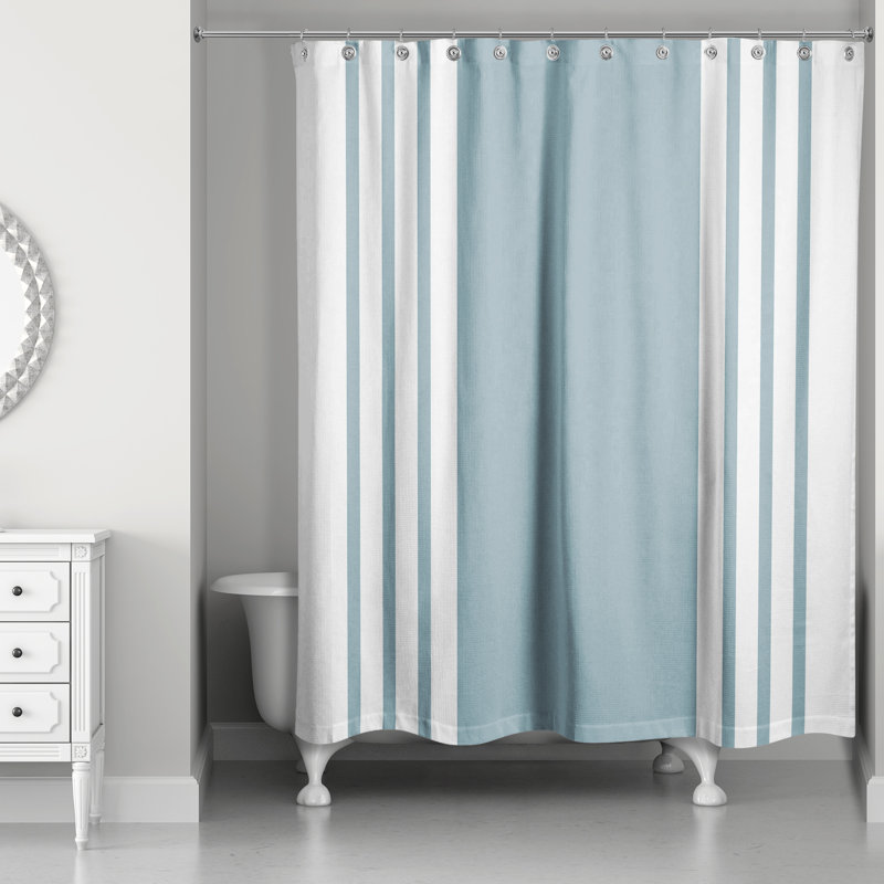 Rideau de douche simple à rayures Monaco, Bleu