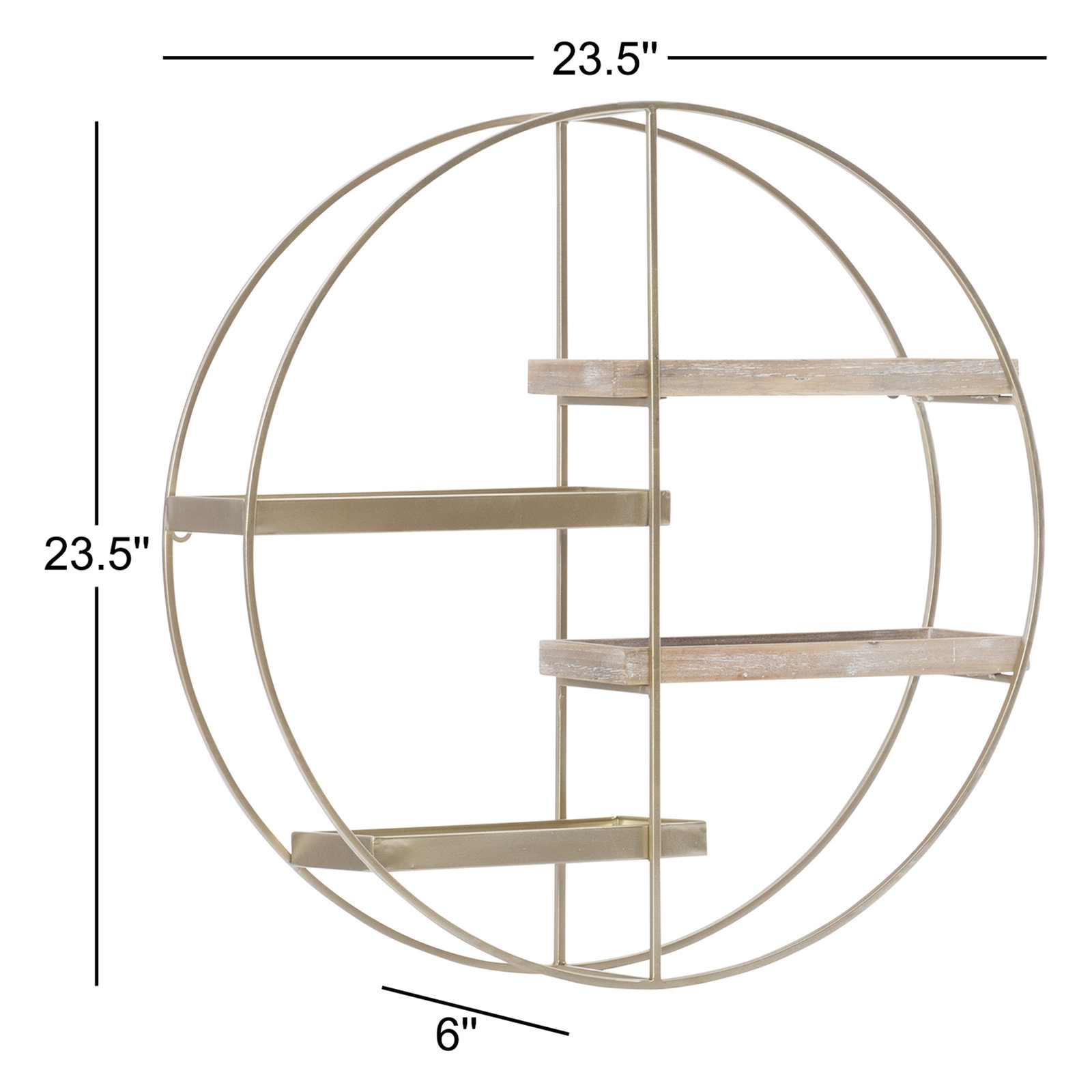 Khala 4 Piece Circle Solid Wood Accent Shelf, Gold