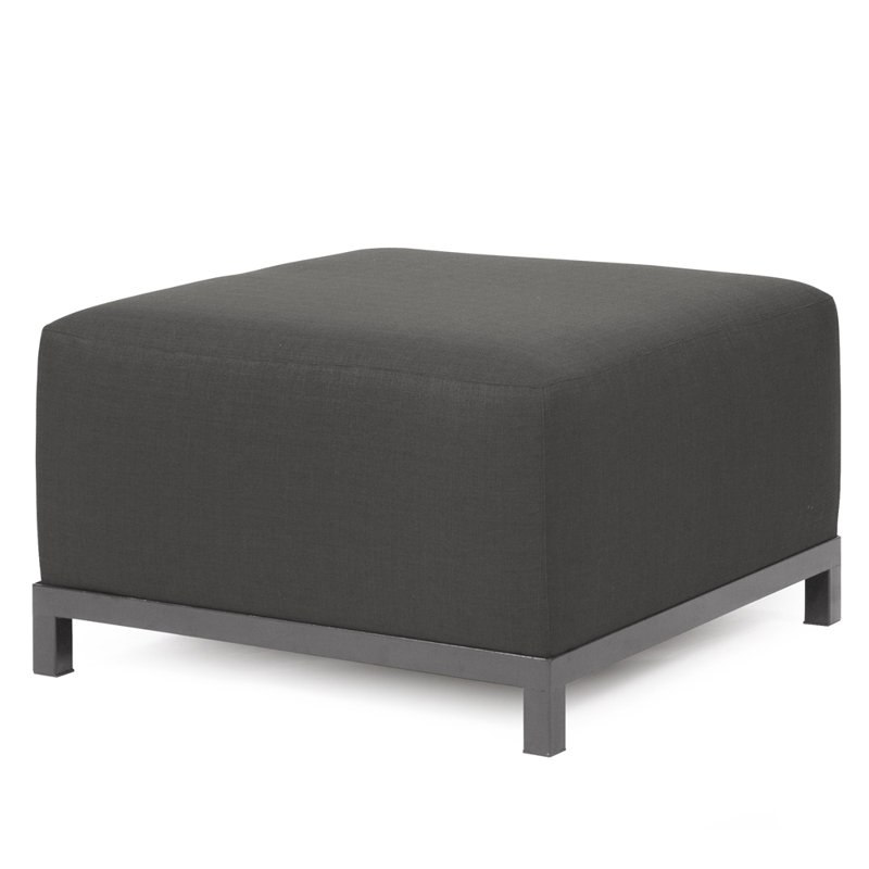 Olen Sunbrella® Box Cushion Ottoman Slipcover, Sterling Charcoal Polyester Blend
