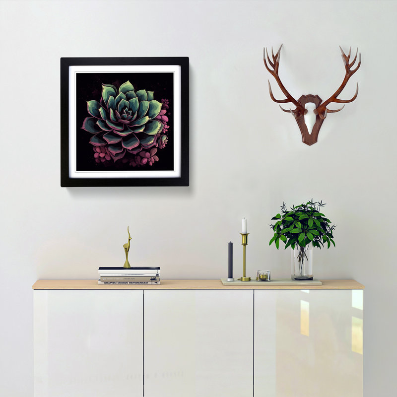 Succulent - Framed Print, Black