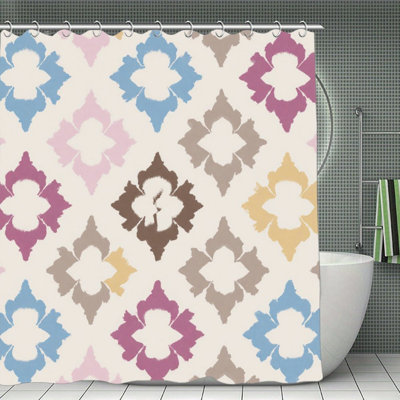 Rideau de bain aquarelle multicolore à motif floral, décoration de douche de salle de bain vibrante - 72 po x 72 po
