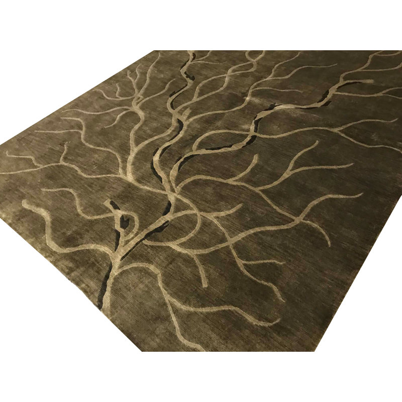 Himalayan Wool Abstract Area Rug in Brown