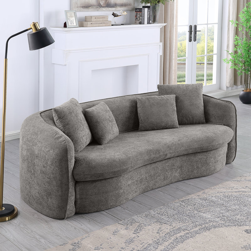 Andydeco Boneless Modern Style Compress Sofa, Gray