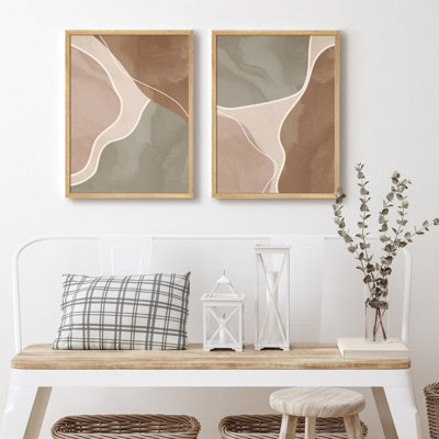 «Green Tan Brown», art moderne abstrait, impression encadrée, affiche, salle de bain, petit art mural