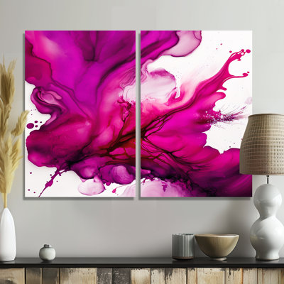 Ancient Mystery In Viva Magenta II - Large Abstract Liquid Ink Wall Art