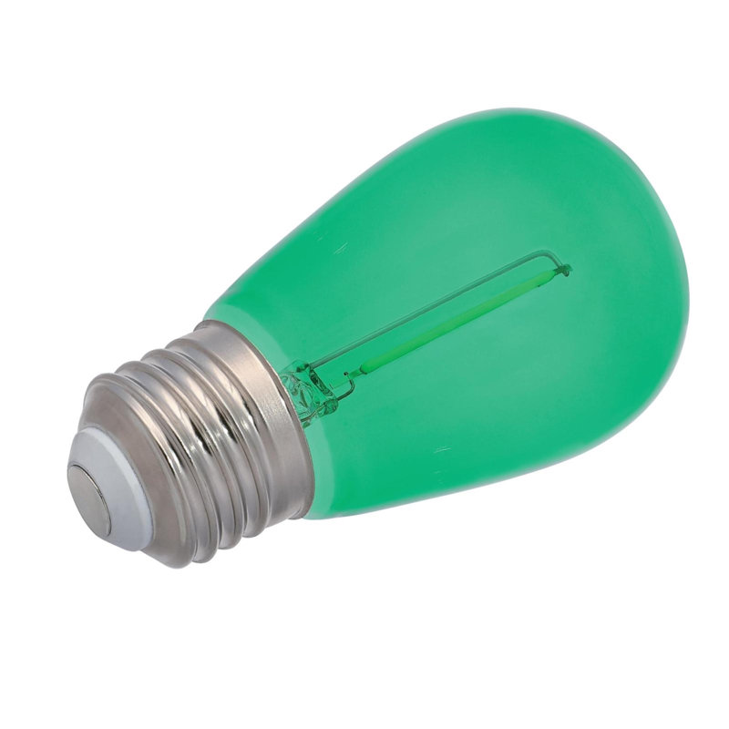 Ampoule à filament omnidirectionnel vert S14 de 2 watts (équivalent à 40 watts) à culot moyen (E26), paquet de 2, Green