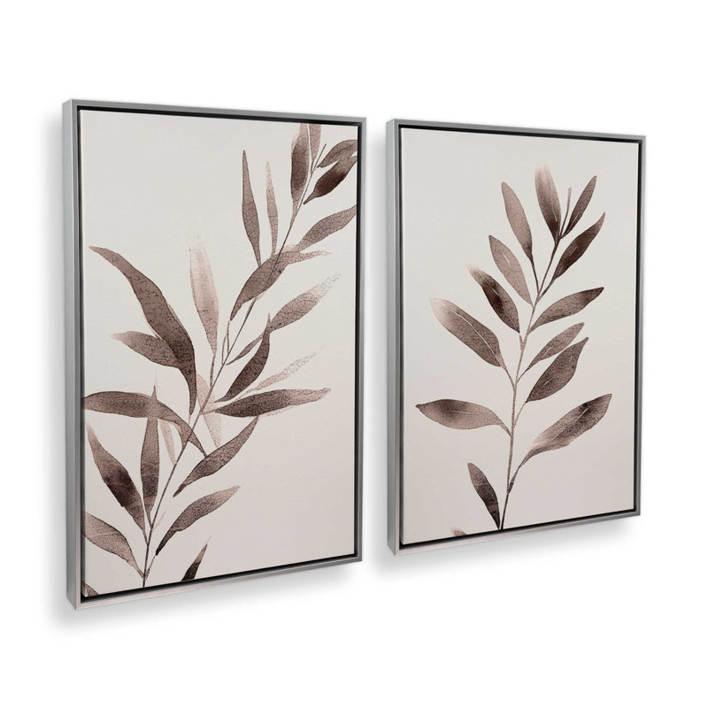2 - Pièces sur toile, Rose, Cadre en chrome poli, H 38 po x l 26 po