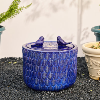 Jaici Handcrafted Outdoor Ceramic / Porcelain Weather Resistant Sculptural Fountain with Lights