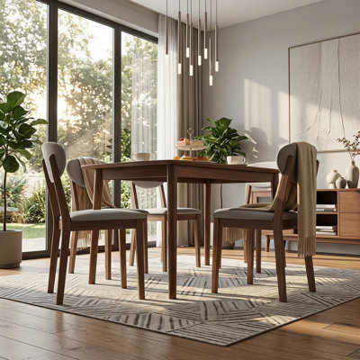 Modern 5-Piece Dining Table Set with Ergonomic Chairs, Space-Saving Design for Compact Living Areas, Durable Construction