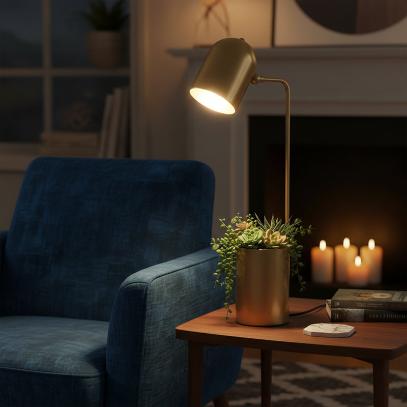 Lampe de table de travail en métal 25 "avec base de rangement intégrée Auerbach, Doré