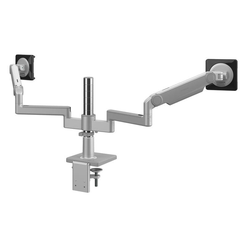 M/Flex For Two Monitors & Dual Arm Bracket, Silver, Gray, Double with Dual Arm Bracket