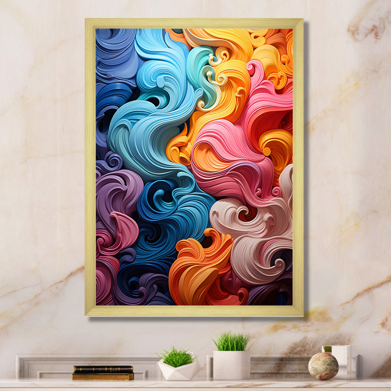 «Opt Art», Delirium I sur toile, Cadre photo doré, H 44 po x l 34 po x P 1,5 po