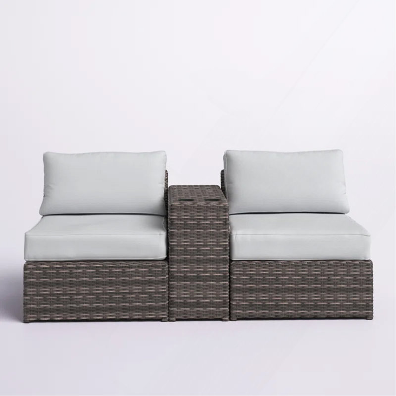 Fully Assembled 2-Person Wicker Seating Set With Cushions, Brown