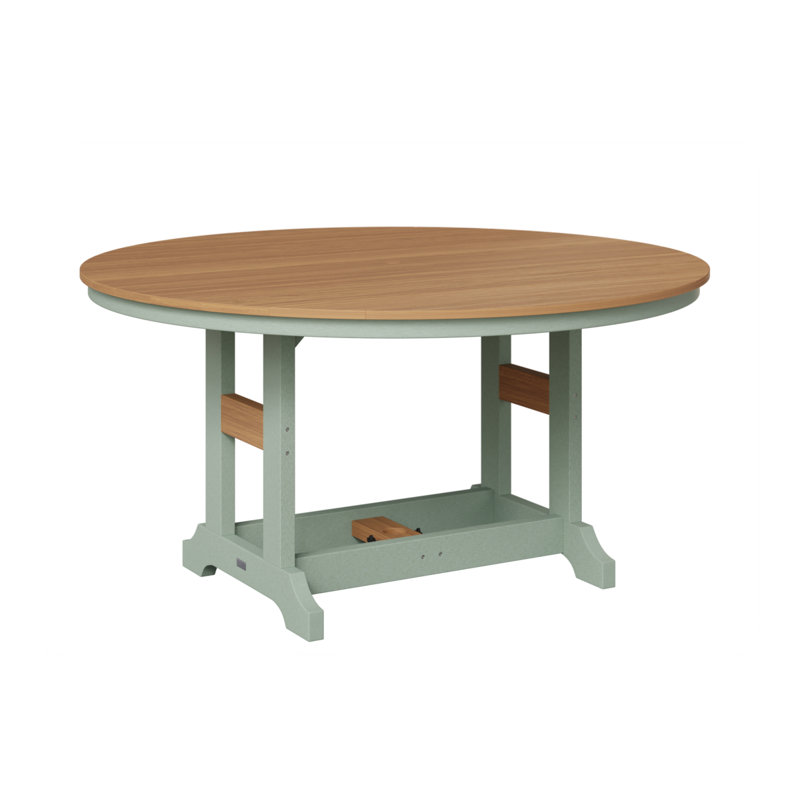 Table de bar ronde Berlin Classic, Teck naturel, Écume de mer, écume de mer
