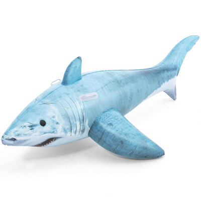 H2OGO! Realistic Shark Ride-On - Blue 72" x 40", Inflatable Ocean Animal Pool Float