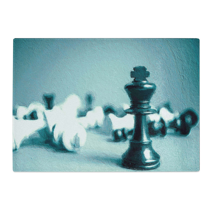 Tempered Glass a Chess Battle Chopping Board, 39 cm W x 28.5 cm L