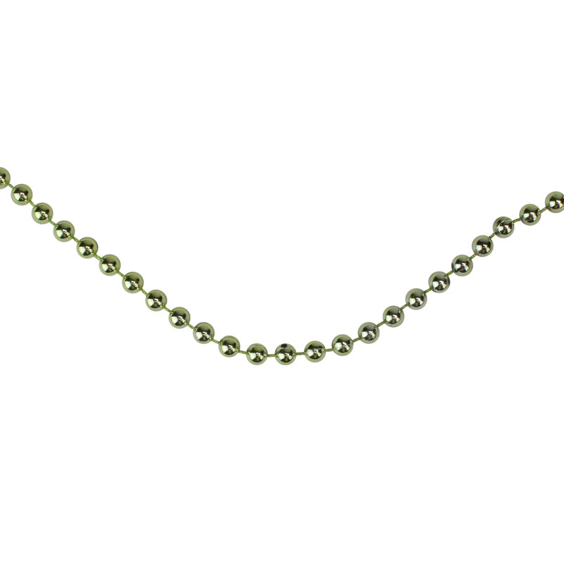 Guirlande de Noël perlée artificielle, Vert citron, L 15 pi