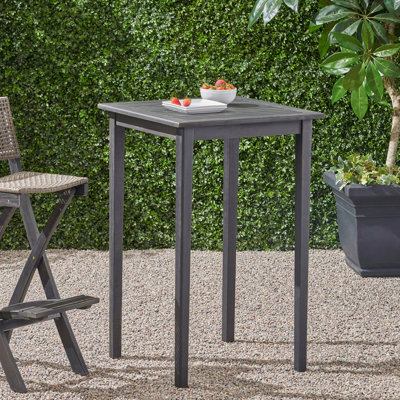 Table de bar d'extérieur carrée en bois d'acacia minimaliste - Gris foncé