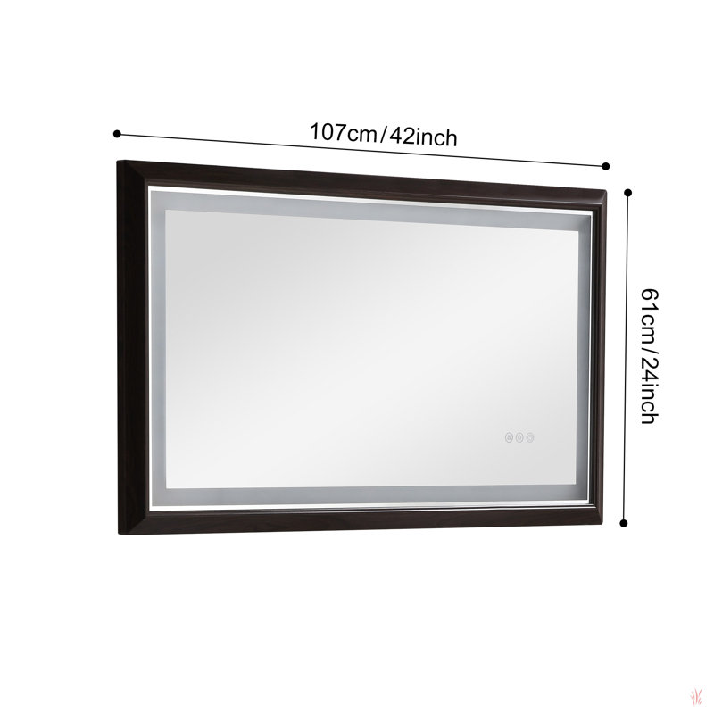 Bathroom  Led Mirror Is Multi-Functional And Each Function Is Controlled By A Smart Touch Button., White, 24" x 40"