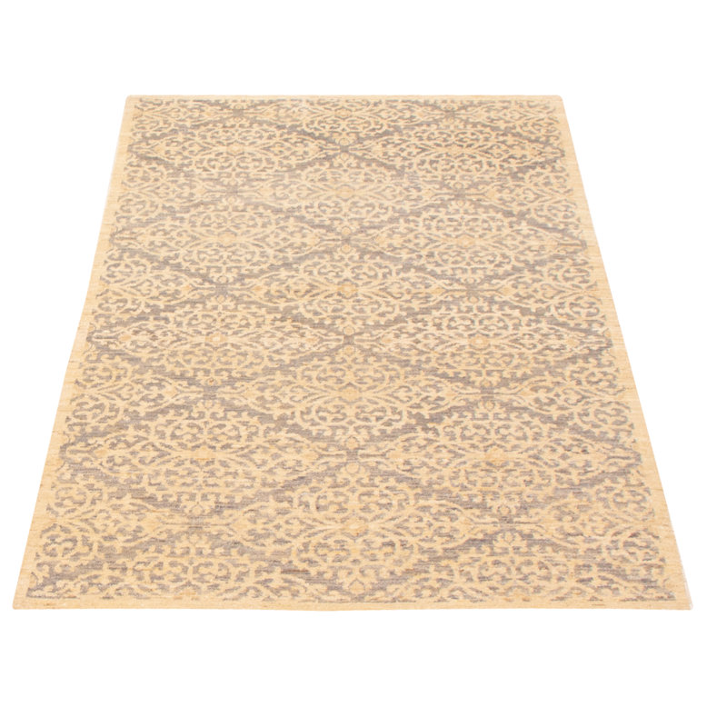 Tapis unique en laine beige / gris nouvel âge 4 pi 0 po x 6 pi 0 po Latosha