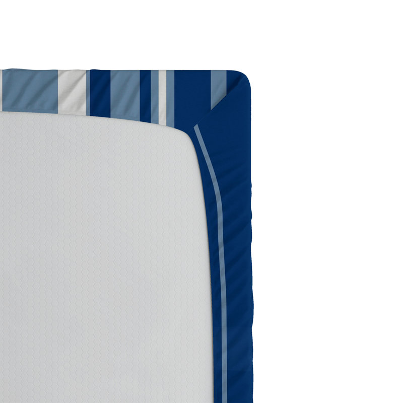 Drap-housse orange Ambesonne, Bleu marine / blanc rayé, Drap-housse très grand californien