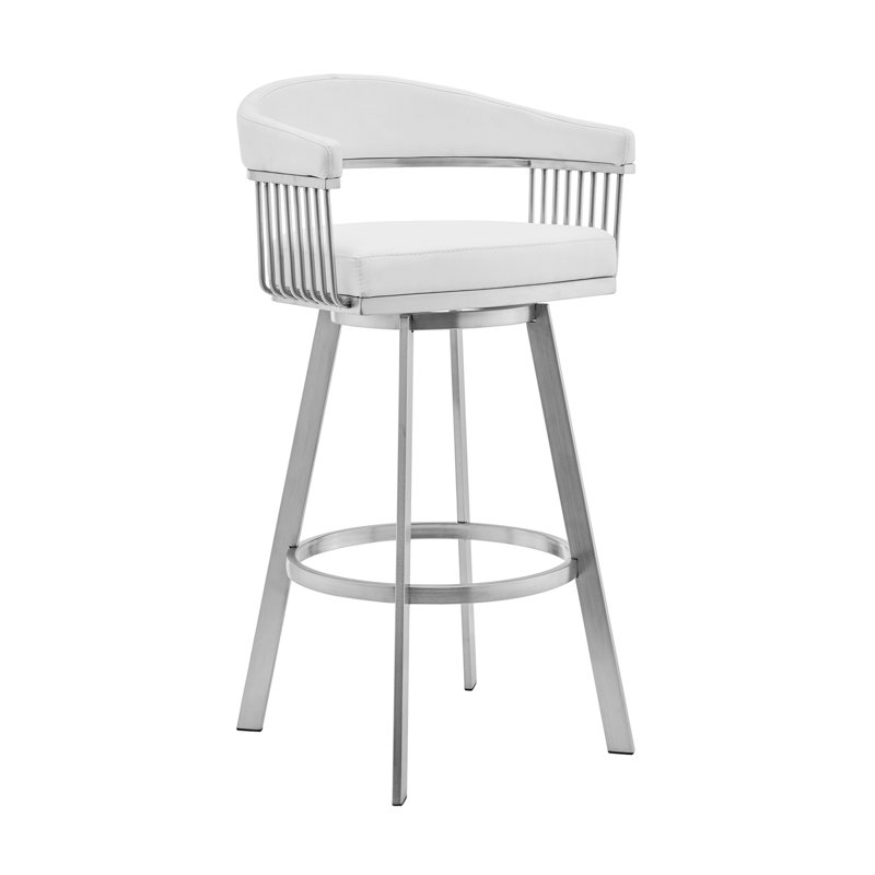  Bronson Swivel Bar Stool, Black, Gray, Bar Stool (28" Seat Height)