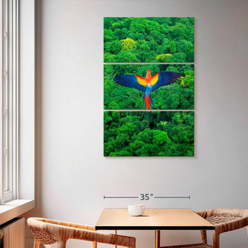 Brampt Rainforest Scarlet Macaw, 65" H x 42" W