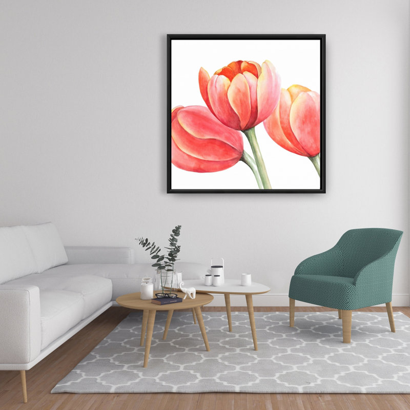 "Trois tulipes en gros plan" sur toile